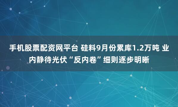 手机股票配资网平台 硅料9月份累库1.2万吨 业内静待光伏“反内卷”细则逐步明晰